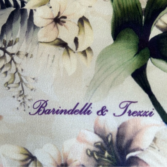 •Barindelli & Trezzi Signed Logo Floral Silk Scarf 16”x62”Made In Italy NWOT - Picture 2 of 11